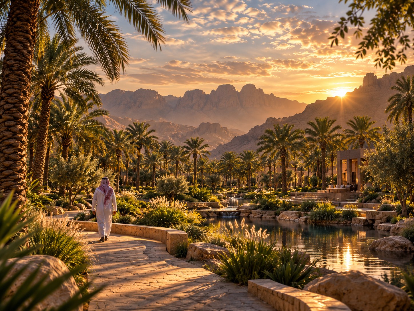 واحة خضراء وسط جبال وصخور الرياض